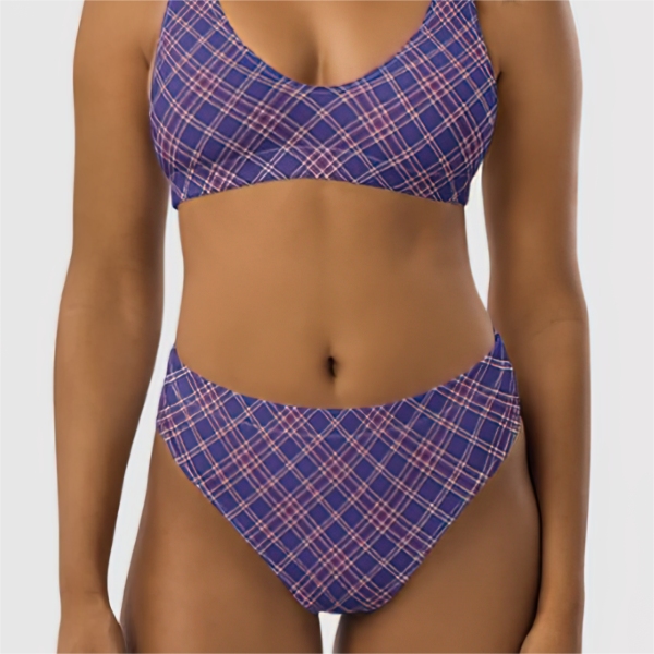 Purple orchid and violet plaid bikini