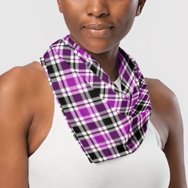 Purple Black and White Vintage Plaid Bandana