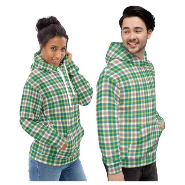 Seafoam Green and Purple Plaid Hoodie