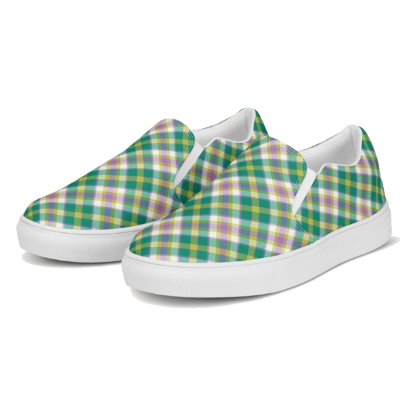 Seafoam Green and Purple Plaid Slip-On Shoes