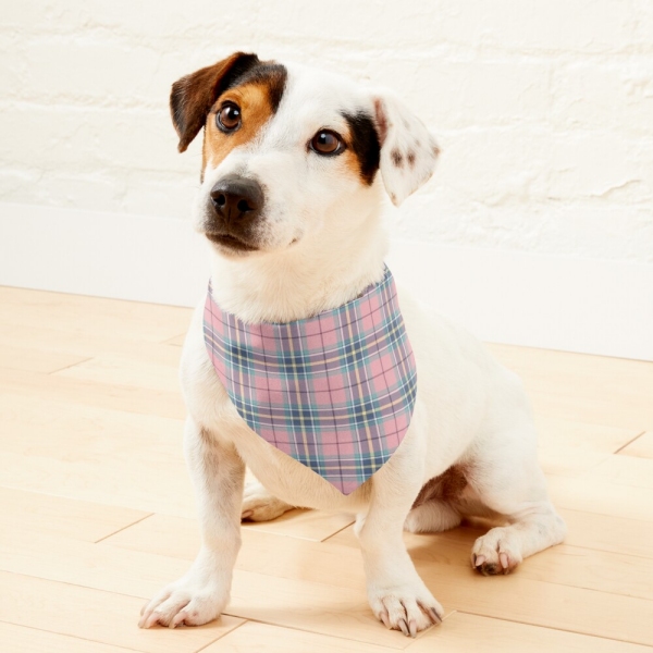Pastel Pink Plaid Pet Bandana