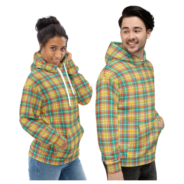 Yellow and Seafoam Green Plaid Hoodie