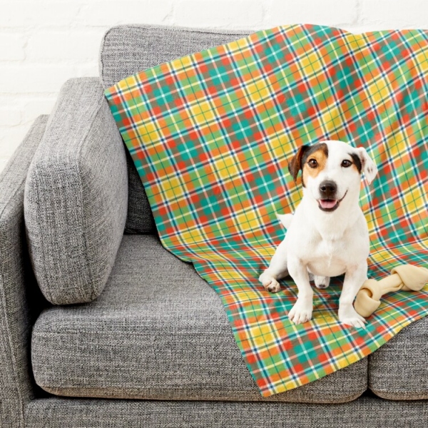 Yellow and Seafoam Green Plaid Pet Blanket