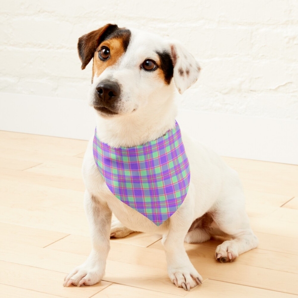 Purple, Mint Green, and Hot Pink Plaid Pet Bandana