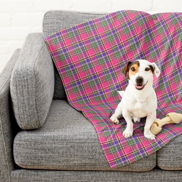 Pink and Purple Vintage Plaid Pet Blanket