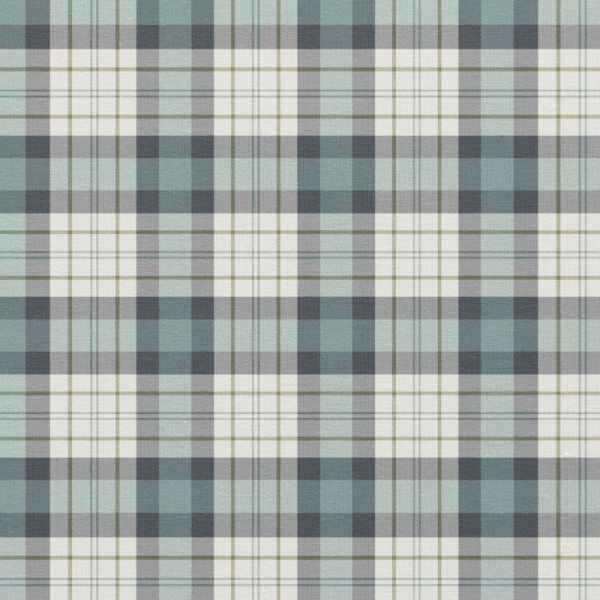 Turquoise and Navy Blue Rustic Plaid Fabric