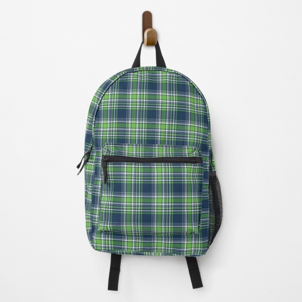 Blue and green sporty plaid backpack