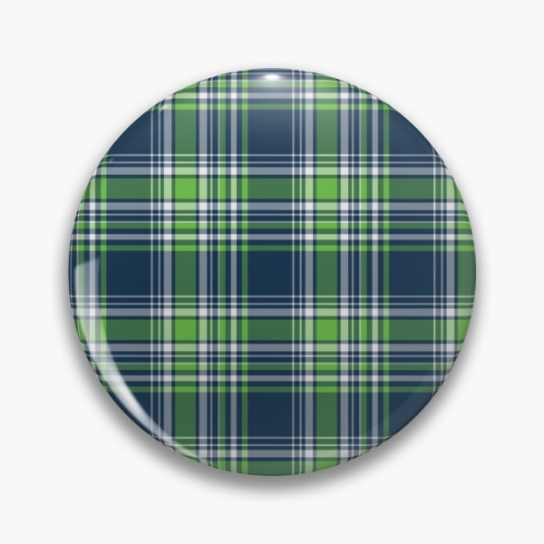 Blue and green sporty plaid pinback button