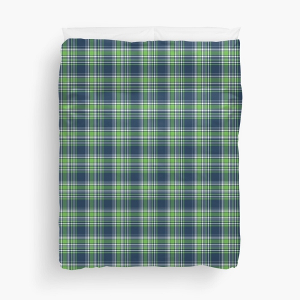 Blue and green sporty plaid duvet cover