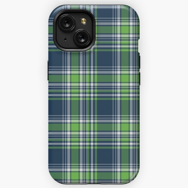 Blue and green sporty plaid iPhone case