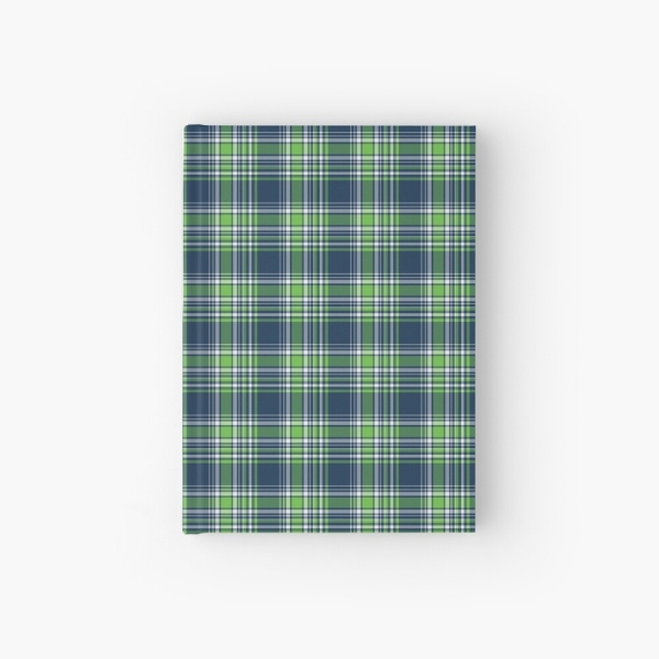 Blue and green sporty plaid hardcover journal