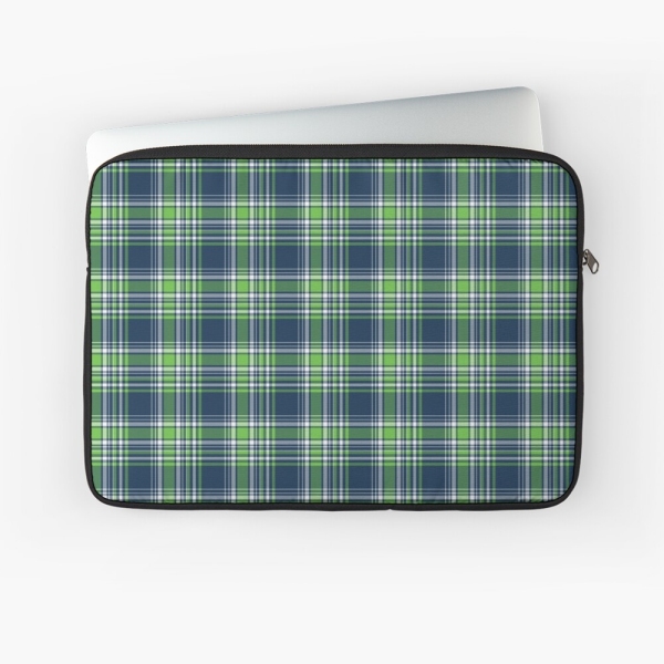 Blue and green sporty plaid laptop sleeve