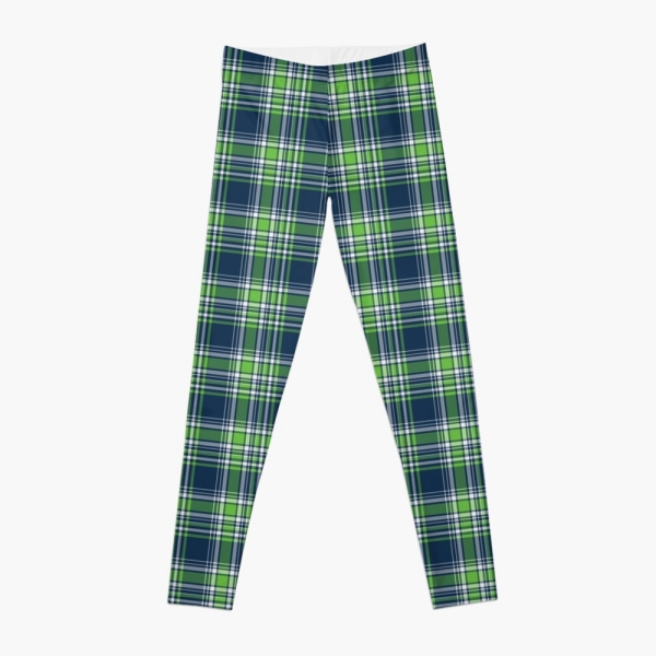 Blue and green sporty plaid leggings