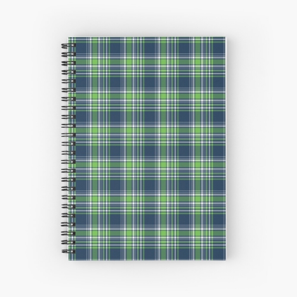 Blue and green sporty plaid spiral notebook