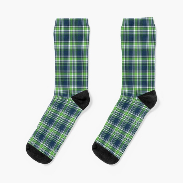 Blue and green sporty plaid socks