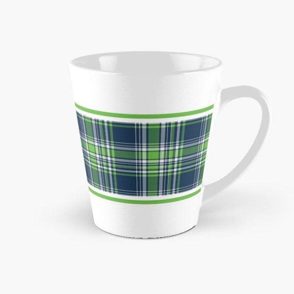 Blue and green sporty plaid tall mug