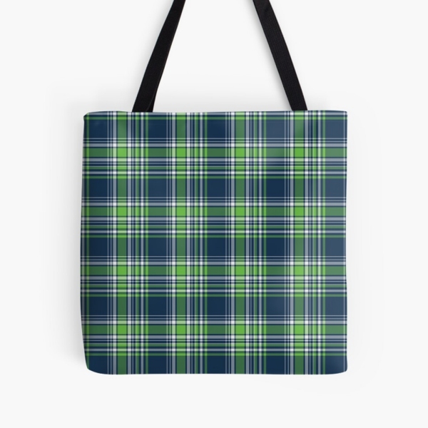 Blue and green sporty plaid tote bag