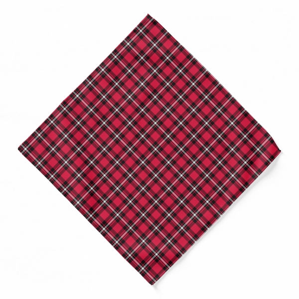 Cherry red, black, and white sporty plaid bandana