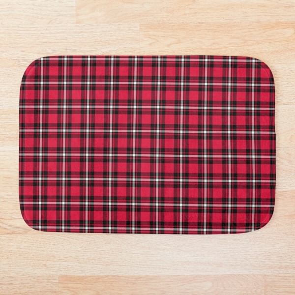 Cherry red, black, and white sporty plaid floor mat