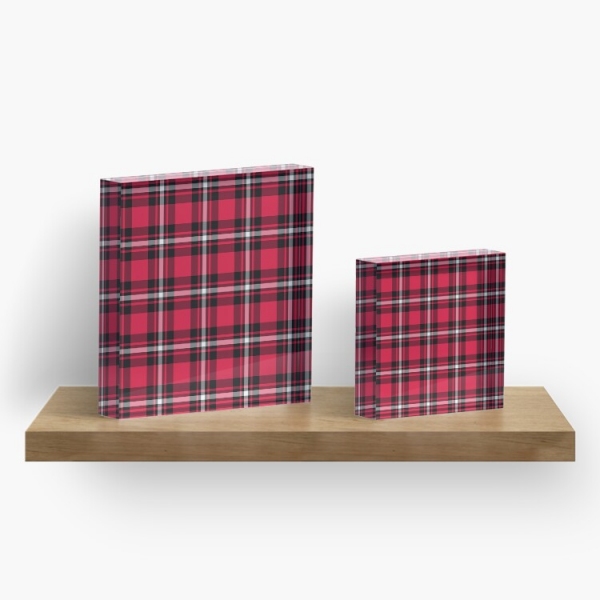 Cherry red, black, and white sporty plaid acrylic block