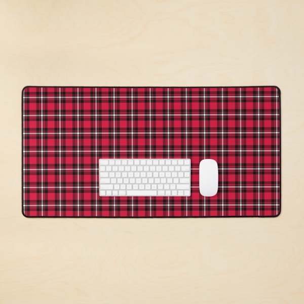 Cherry red, black, and white sporty plaid desk mat