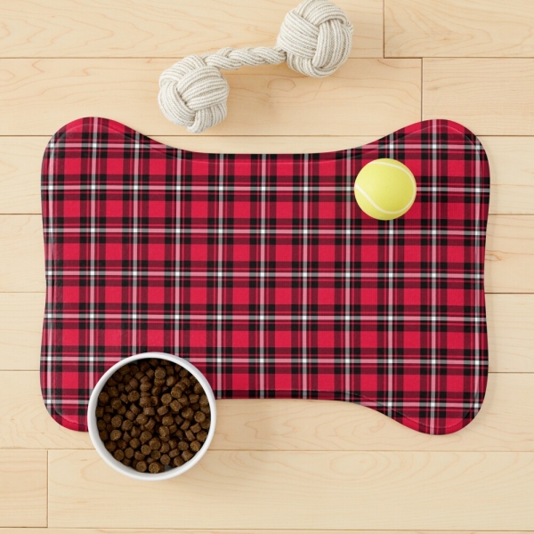 Cherry red, black, and white sporty plaid pet mat