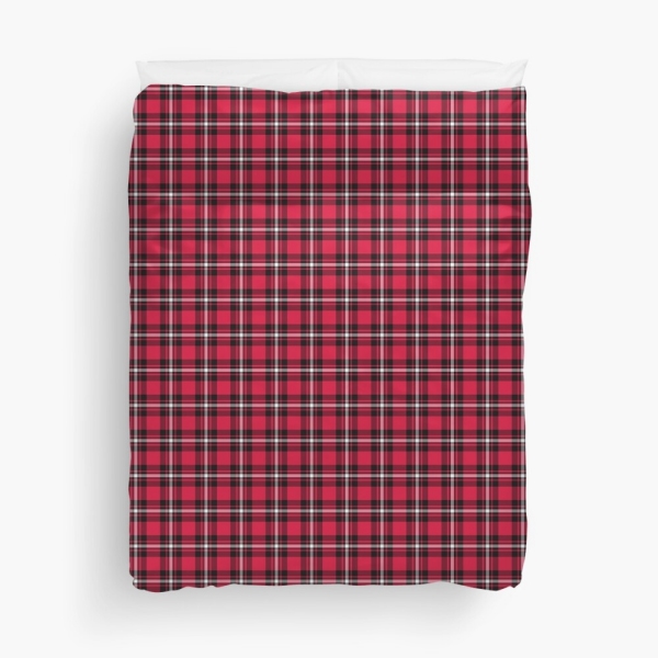 Cherry red, black, and white sporty plaid duvet cover