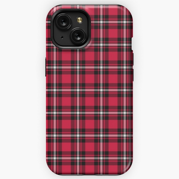 Cherry red, black, and white sporty plaid iPhone case