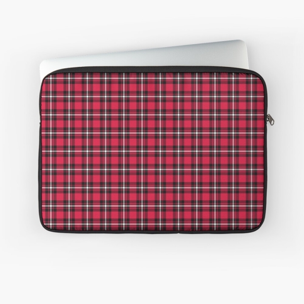 Cherry red, black, and white sporty plaid laptop sleeve