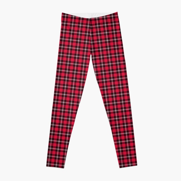 Cherry red, black, and white sporty plaid leggings
