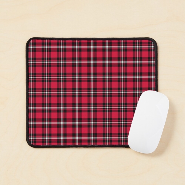 Cherry red, black, and white sporty plaid mouse pad