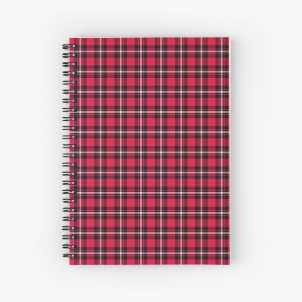 Cherry red, black, and white sporty plaid spiral notebook