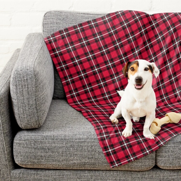Cherry Red Sporty Plaid Pet Blanket