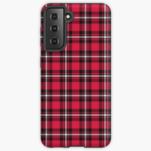 Cherry red, black, and white sporty plaid Samsung Galaxy case