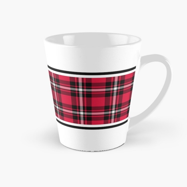 Cherry red, black, and white sporty plaid tall mug