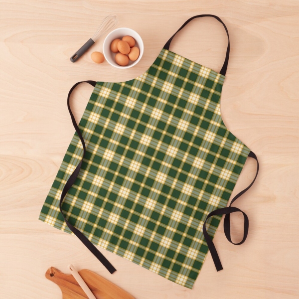 Dark green and yellow gold sporty plaid apron