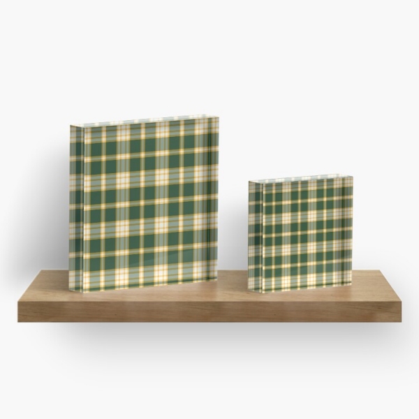 Dark green and yellow gold sporty plaid acrylic block