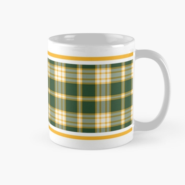 Dark green and yellow gold sporty plaid classic mug