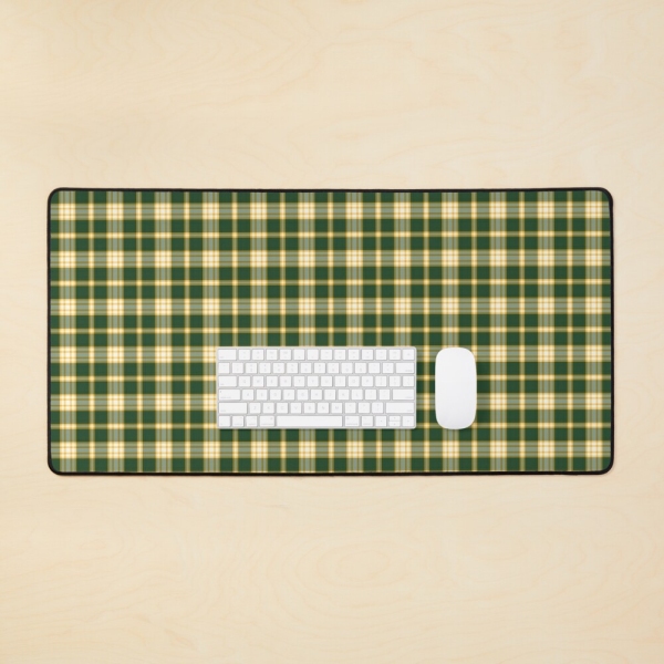 Dark green and yellow gold sporty plaid desk mat