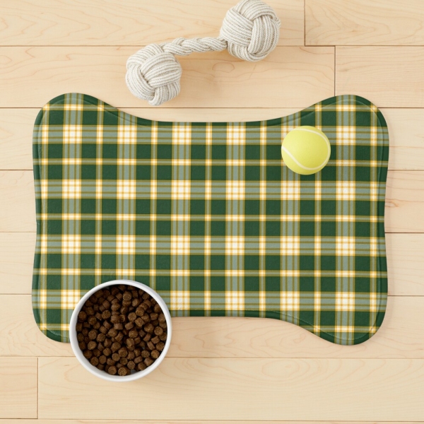 Dark green and yellow gold sporty plaid pet mat