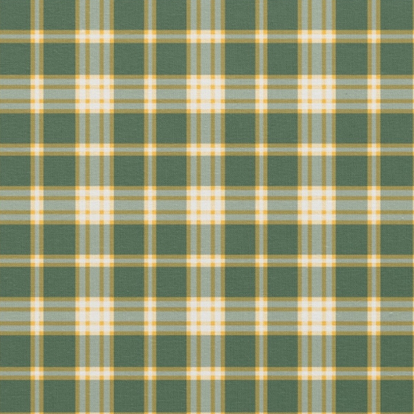 Dark green and yellow gold sporty plaid fabric