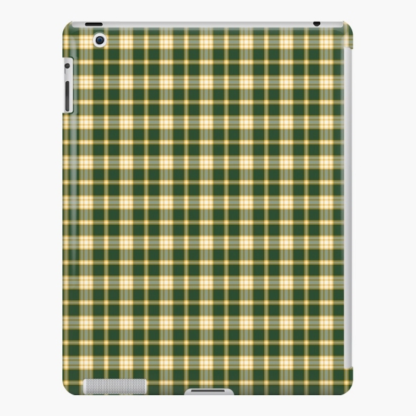 Dark green and yellow gold sporty plaid iPad case
