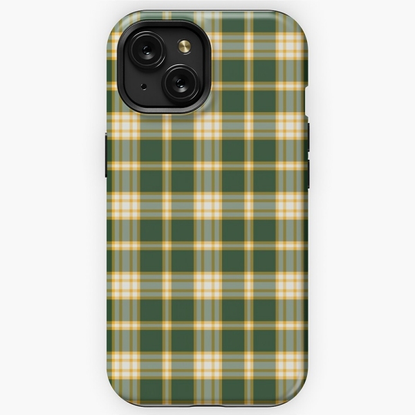 Dark green and yellow gold sporty plaid iPhone case