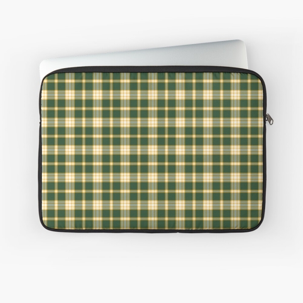 Dark green and yellow gold sporty plaid laptop sleeve