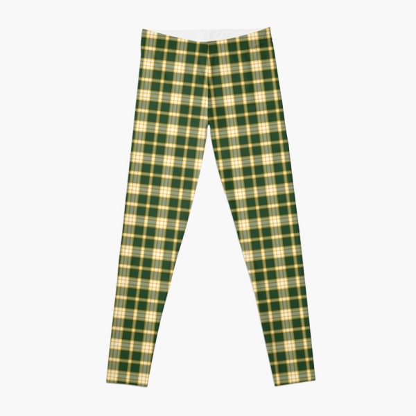 Dark green and yellow gold sporty plaid leggings