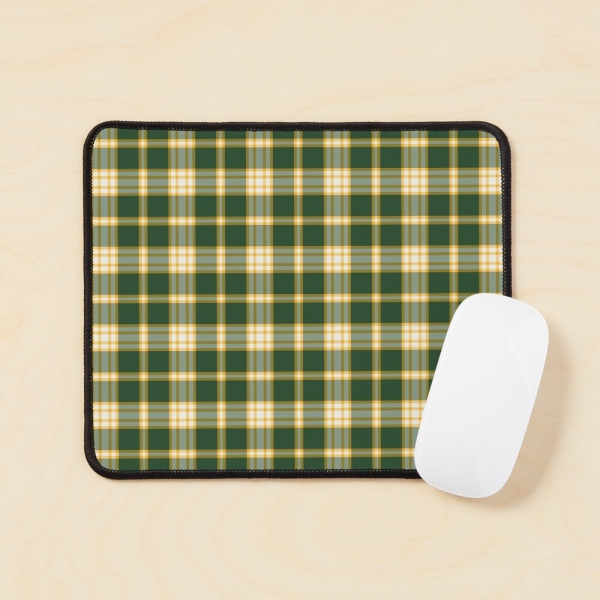 Dark green and yellow gold sporty plaid mouse pad