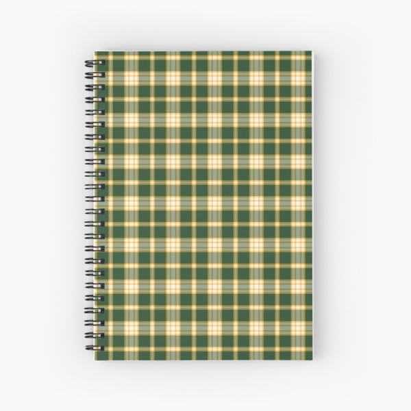 Dark green and yellow gold sporty plaid spiral notebook