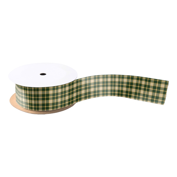 Dark green and yellow gold sporty plaid ribbon