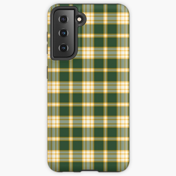 Dark green and yellow gold sporty plaid Samsung Galaxy case