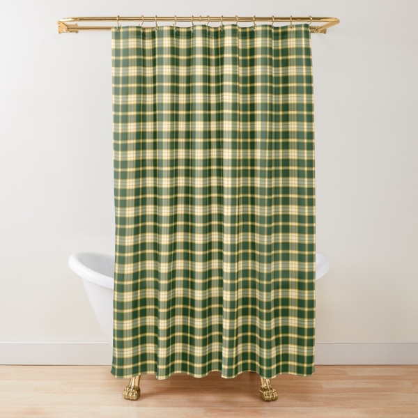 Dark green and yellow gold sporty plaid shower curtain